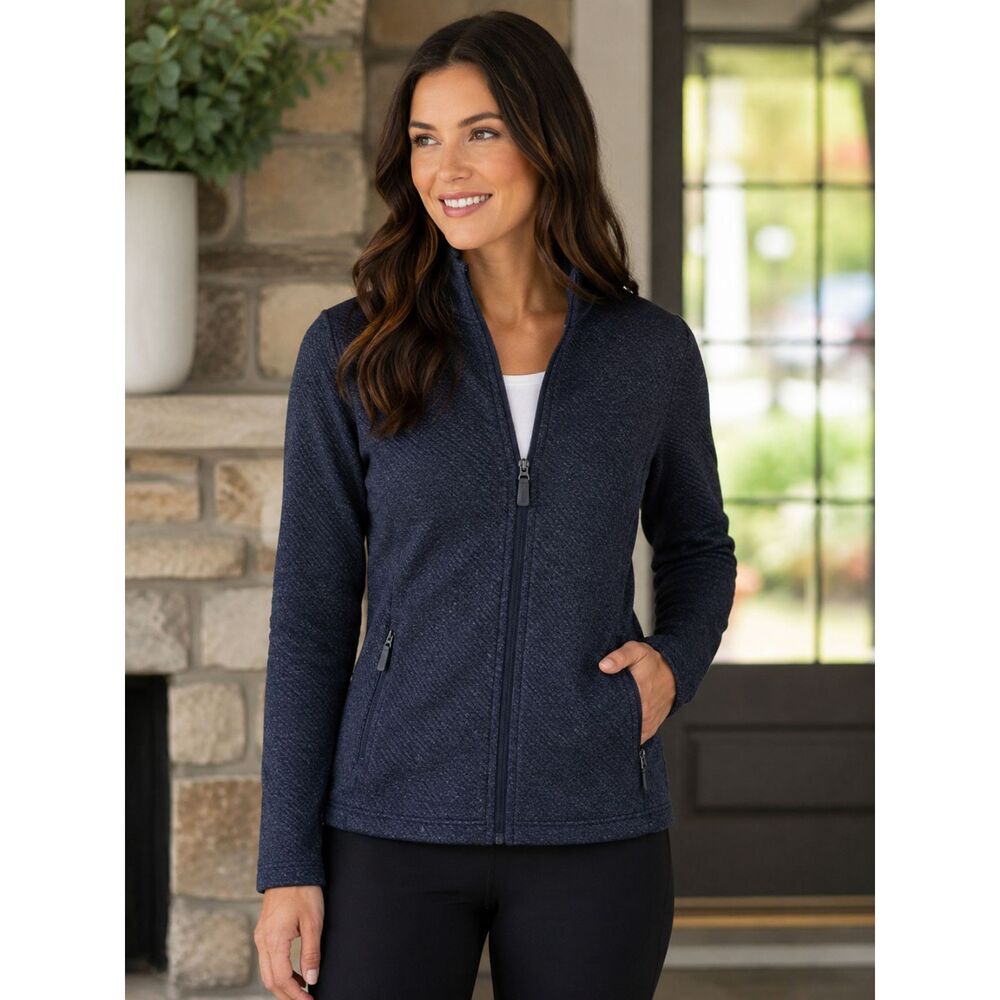 NWT North End Women’s Spirit Textured Full-Zip Jacket Navy Heather M